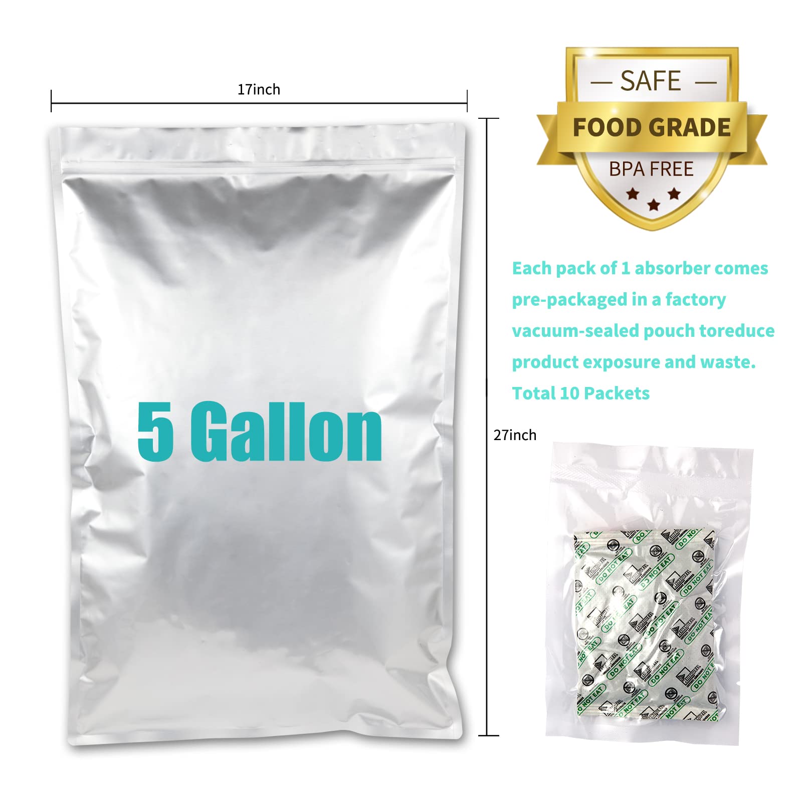 SHXWELL 2500cc oxygen absorbers reduce moisture and spoilage.