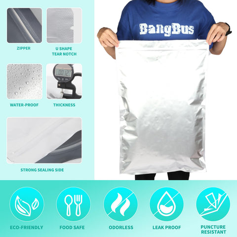 Reclosable zipper pouches for easy, repeated access.