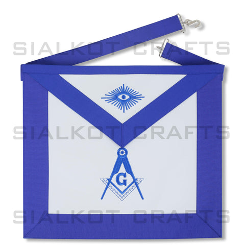 SialkotCrafts blue ribbon trim detail enhances Blue Lodge identity.