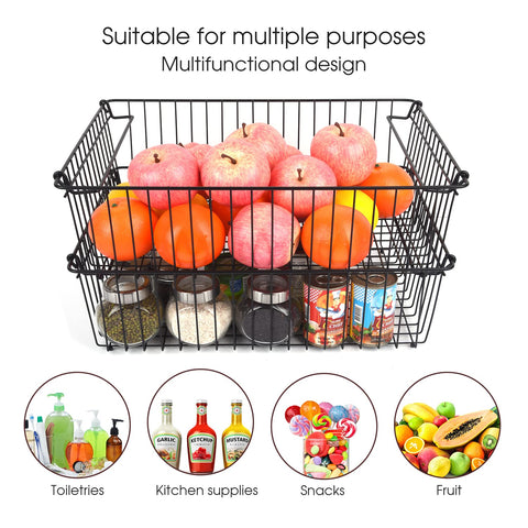 SIBAO XXL wire baskets stacked vertically maximize kitchen counter space.
