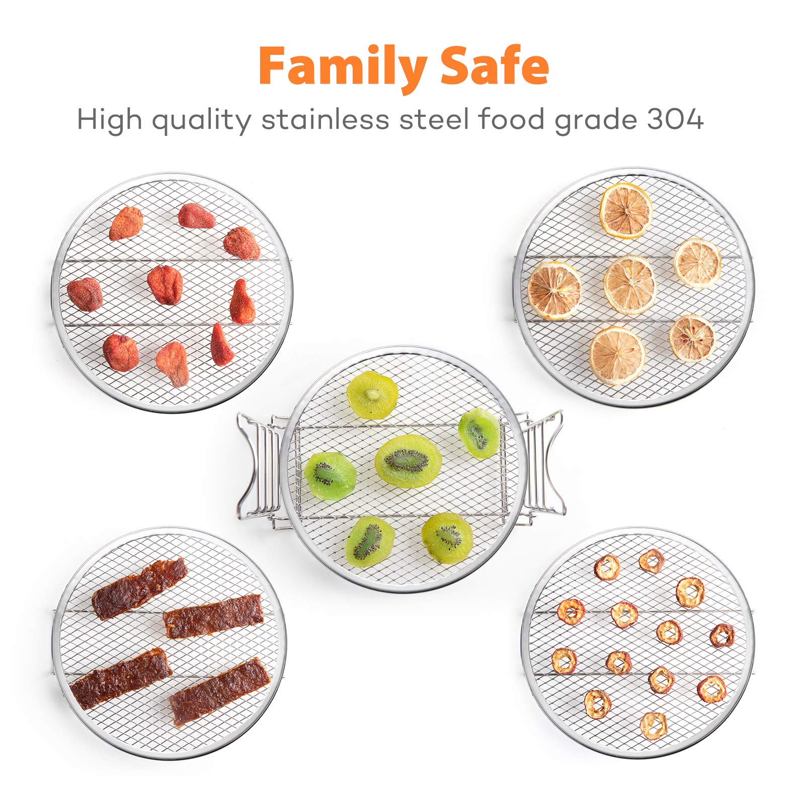 SICHEER dehydrator rack five-layer drying trays maximize capacity for snacks and jerky.