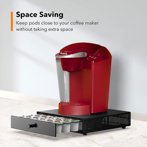 SICHEER K Cup organizer sliding drawer open for pod loading