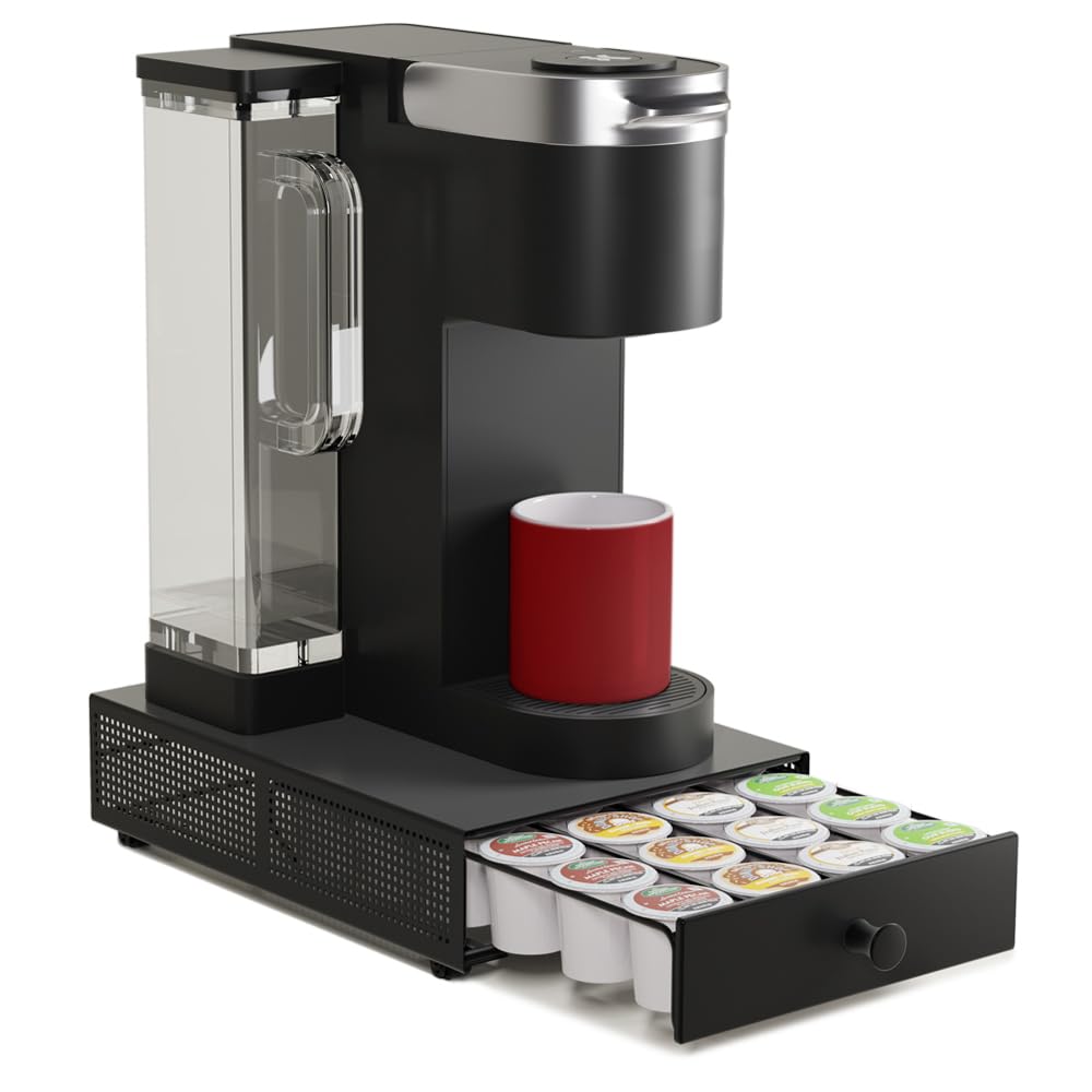 SICHEER K Cup organizer drawer with 24 pods for quick access.