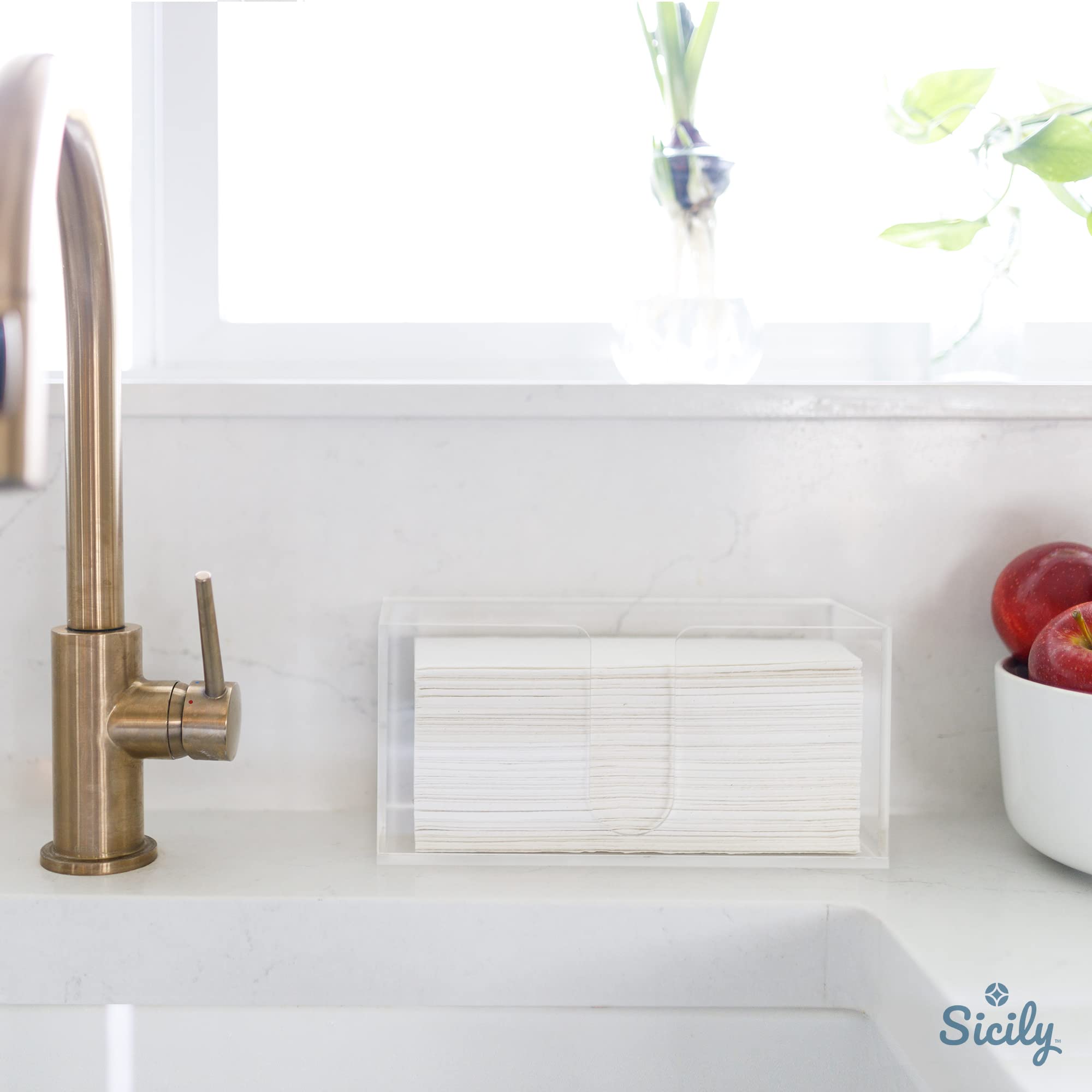 Sicily acrylic paper towel holder with base protection guards countertops from scratches.
