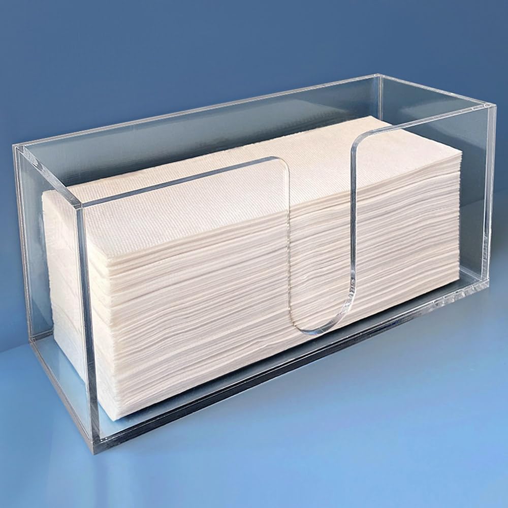 Sicily acrylic paper towel holder, front view showing easy towel access.