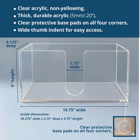Sicily acrylic paper towel holder featuring a comfortable thumb indentation for grabbing towels.