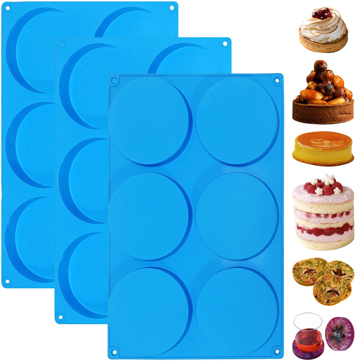 Sidosir round silicone mold 4-inch buns – easy release, non-stick for breakfast sandwiches.