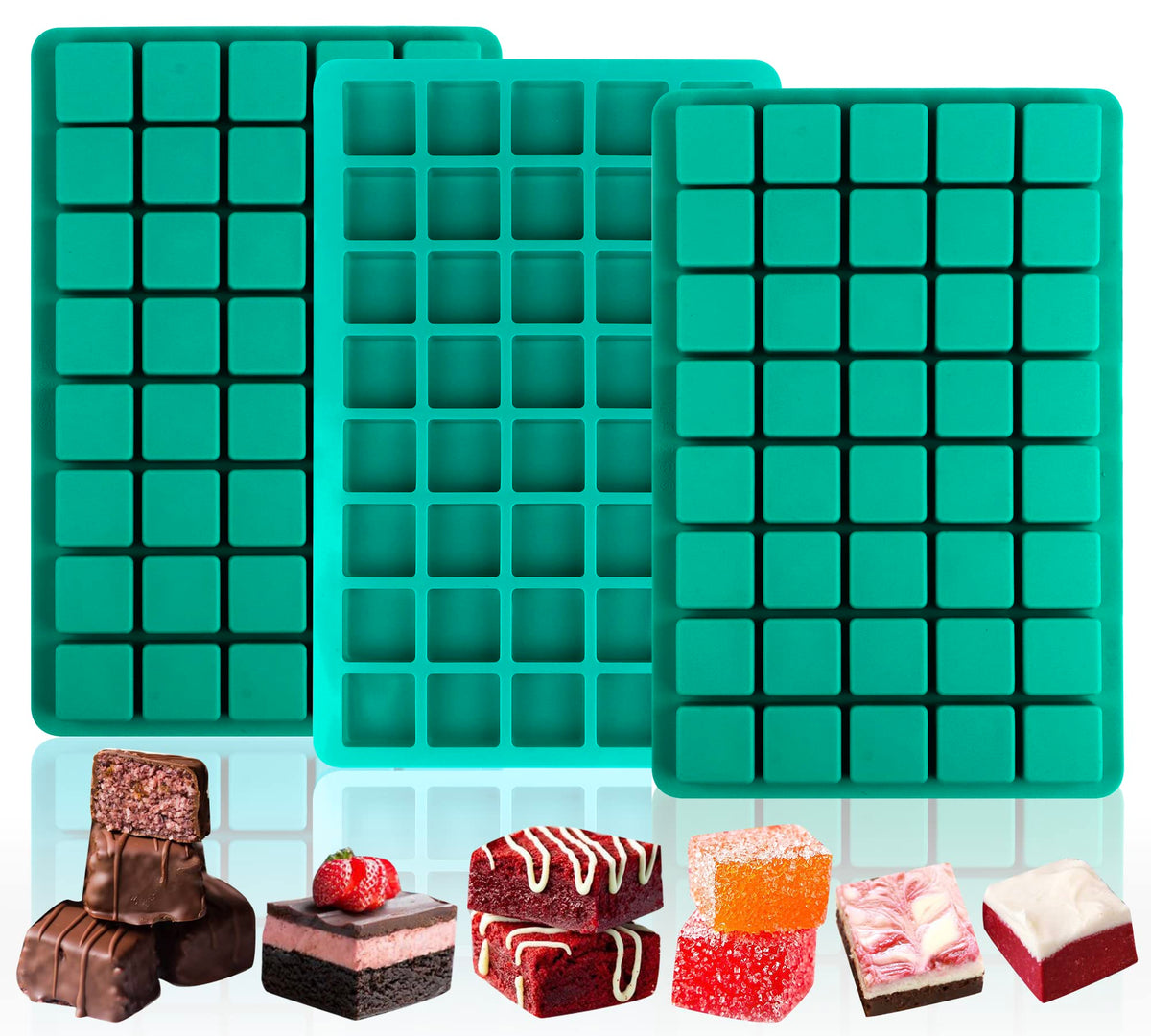 Sidosir square caramel mold with 40 cavities for versatile candy making.