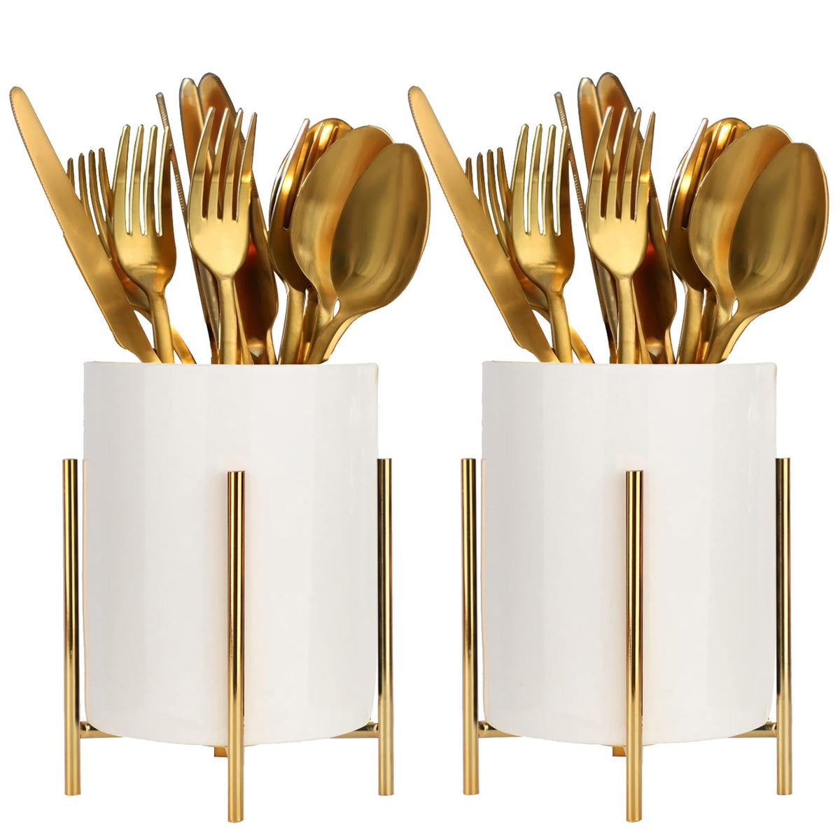SIEBOLD ceramic countertop silverware caddy keeps utensils upright and organized