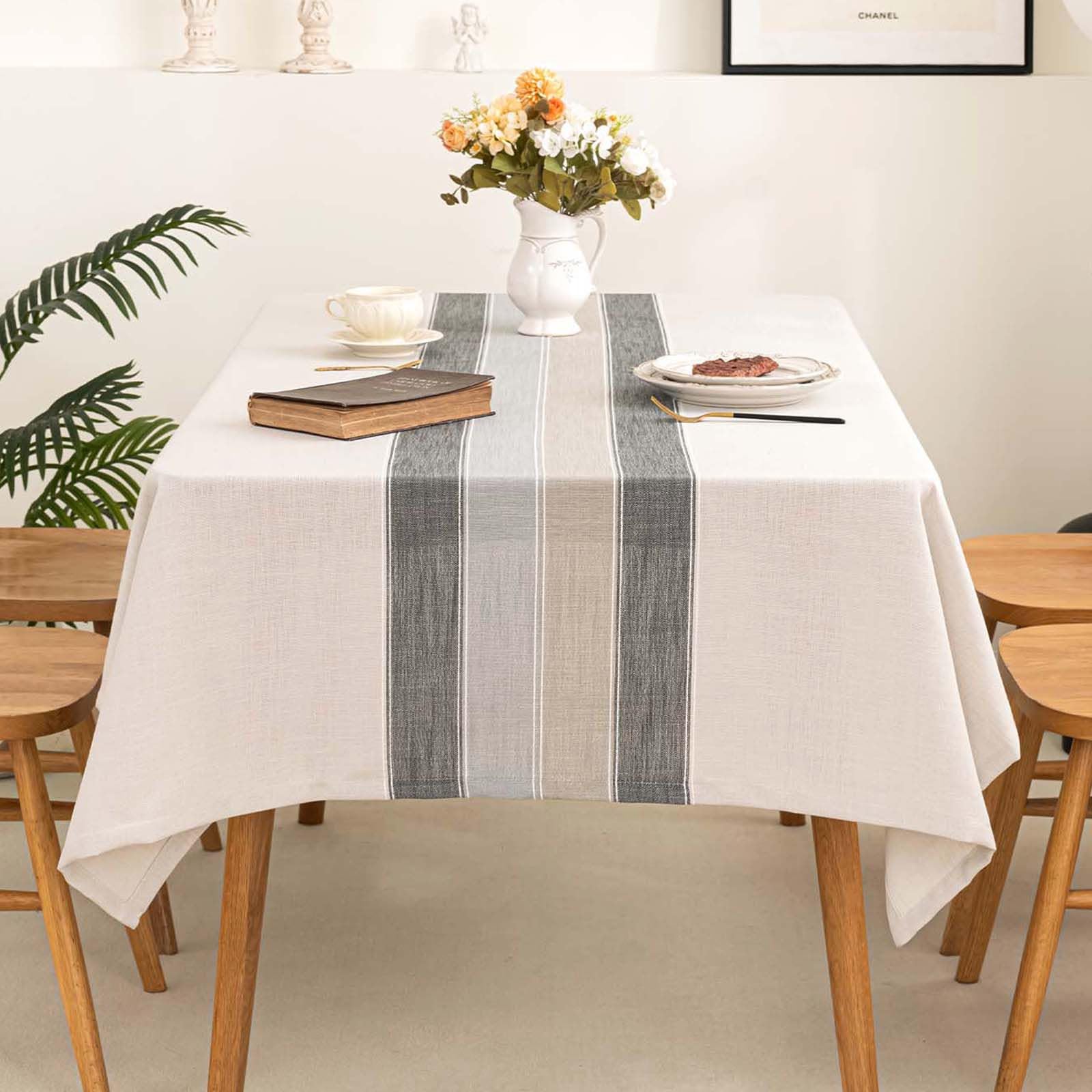 SIELUNO rectangle tablecloth close-up of cotton-linen weave for daily use.