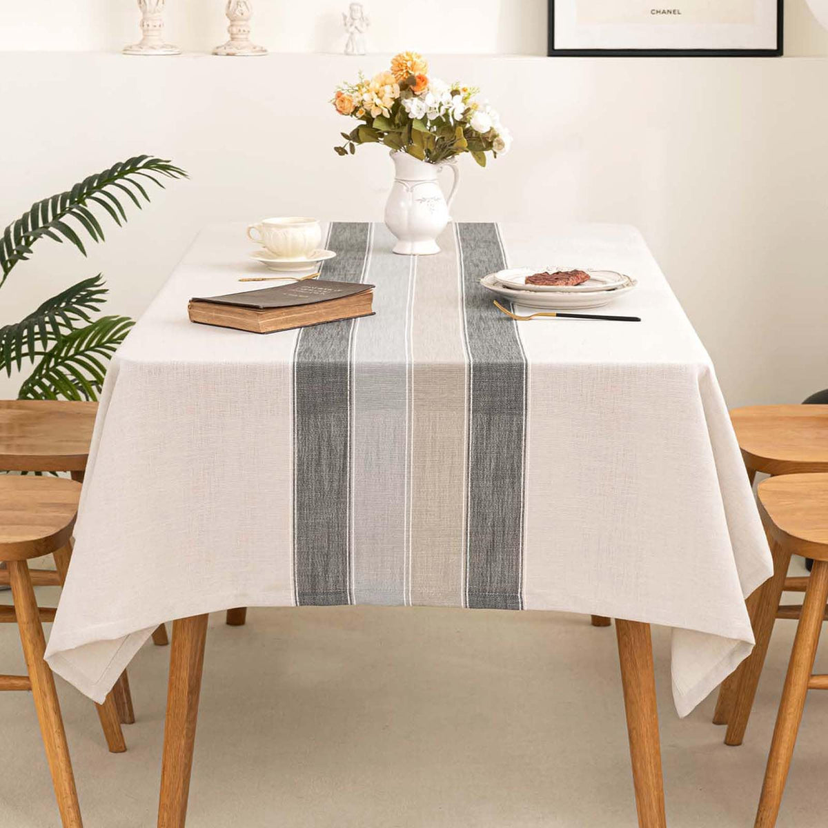 SIELUNO rectangle tablecloth close-up of cotton-linen weave for daily use.