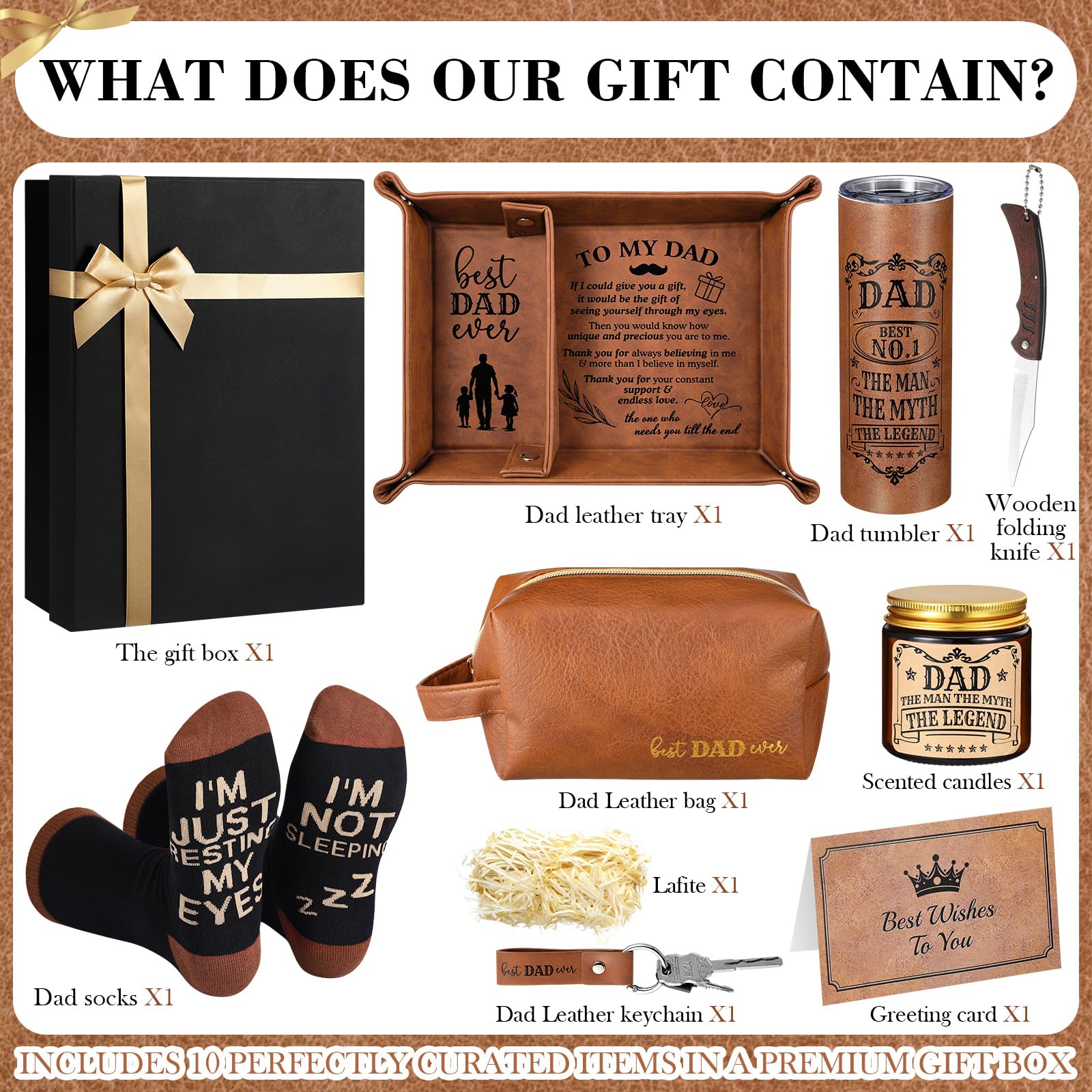 Sieral best dad leather tray with tumbler for daily routine organization.