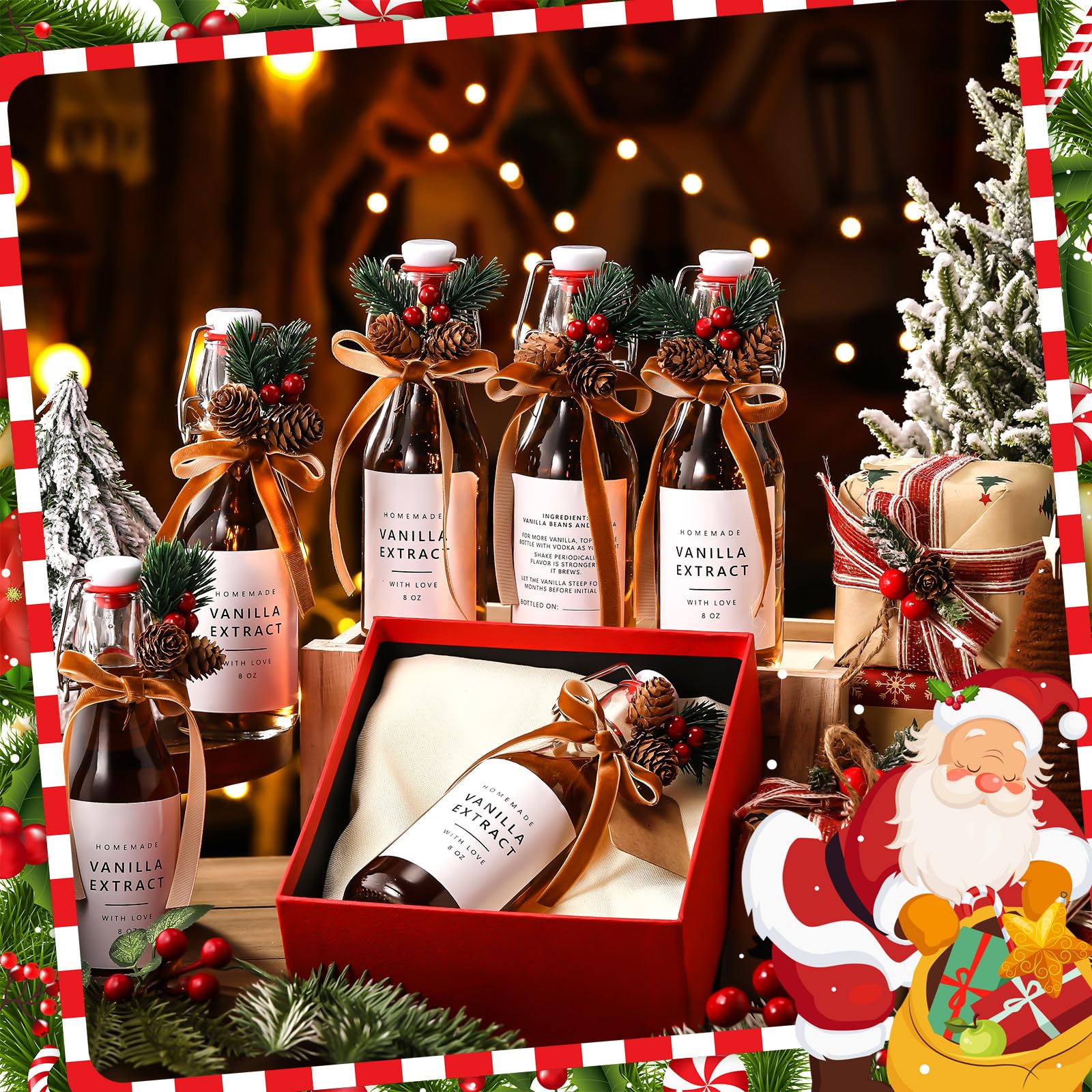 Sieral Christmas decor pack features pine cones and ribbons for gifting.