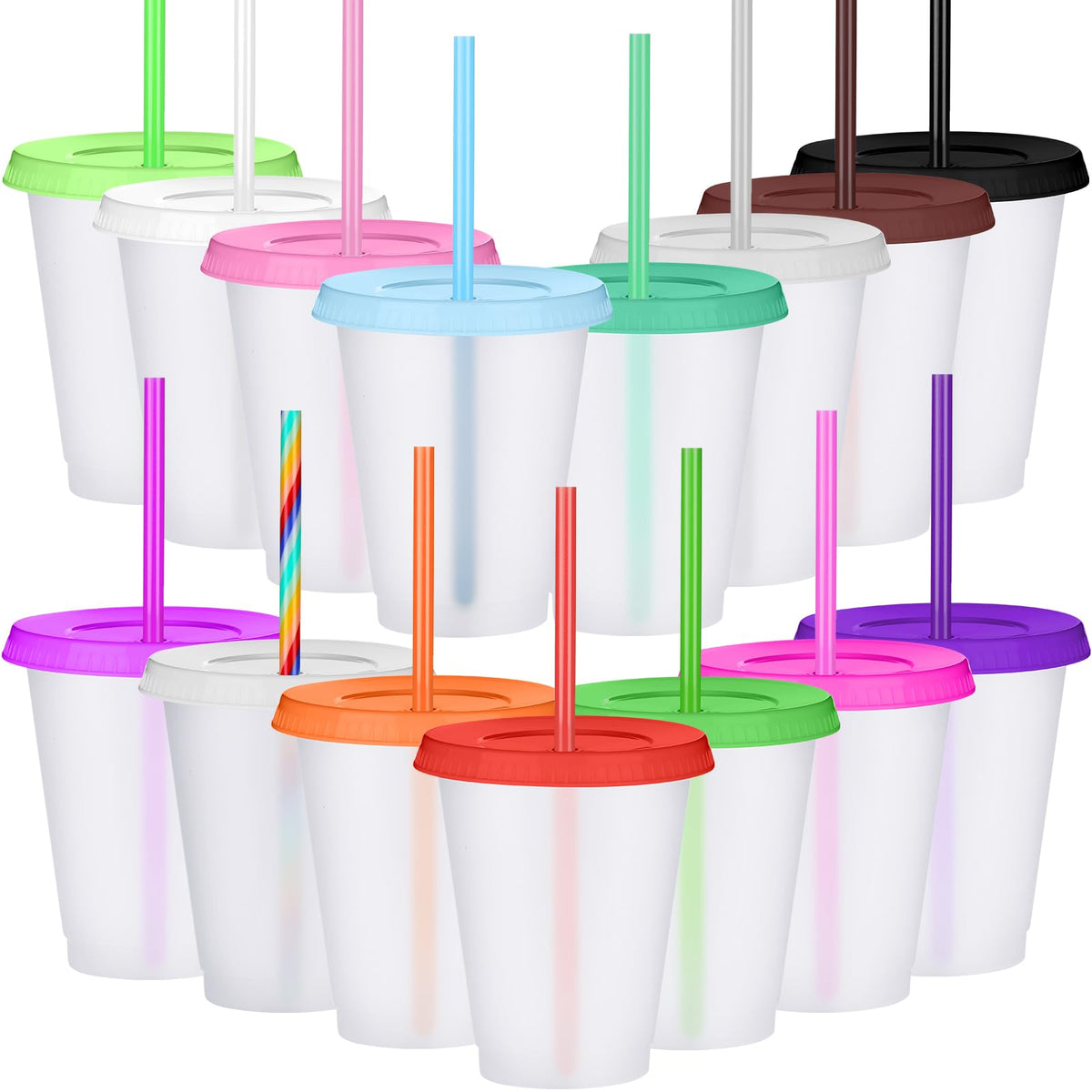 Sieral cups with straws and lids in a 15-pack for daily use