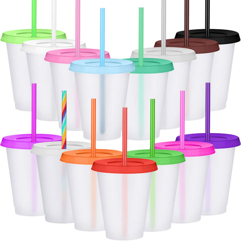 Sieral cups with straws and lids in a 15-pack for daily use