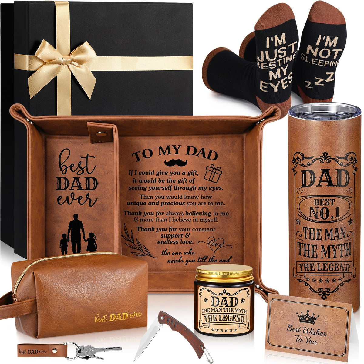 Sieral Dad gift set leather tray keeps essentials organized in style.