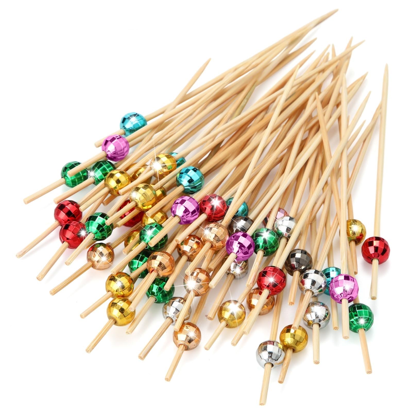 Sieral disco ball cocktail picks in eight colors add festive flair to cocktails