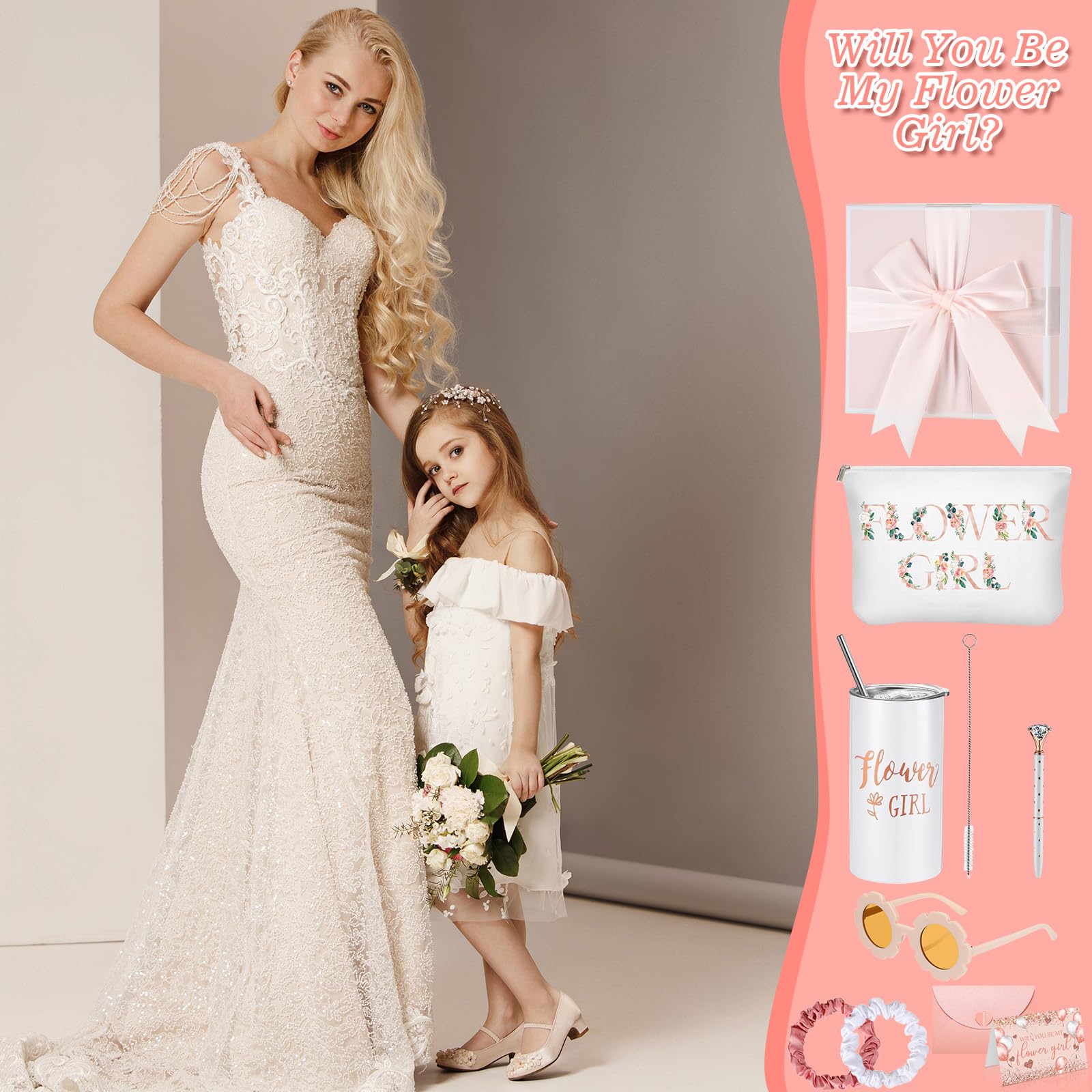 Sieral flower girl gift box packaging all accessories together