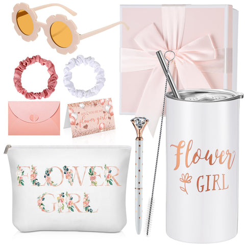 Sieral flower girl tumbler with straw and lid for weddings