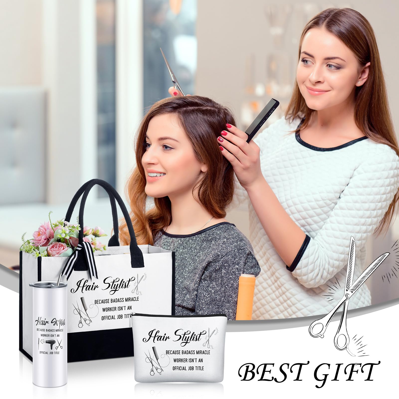 Sieral hair stylist quote-design bag celebrates gratitude with playful text.