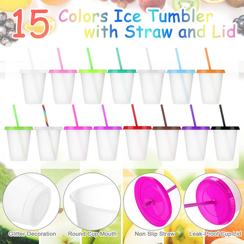 Sieral plastic travel mug 16 oz, 15-piece set for on-the-go