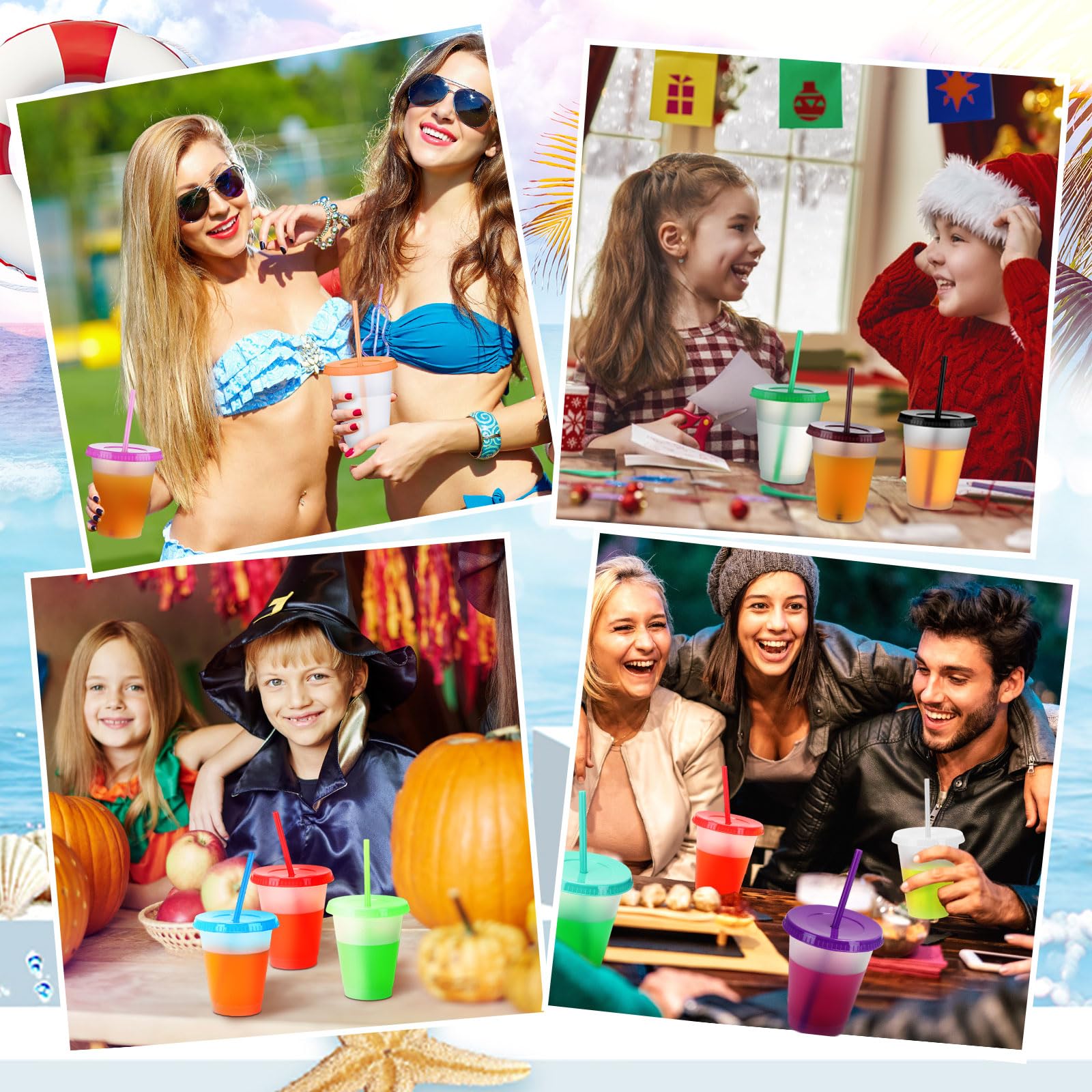 Sieral summer party colorful tumbler set for entertaining