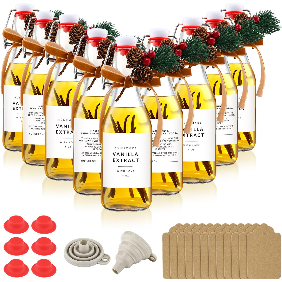 Sieral vanilla extract bottle set 9-pack for organized DIY projects.