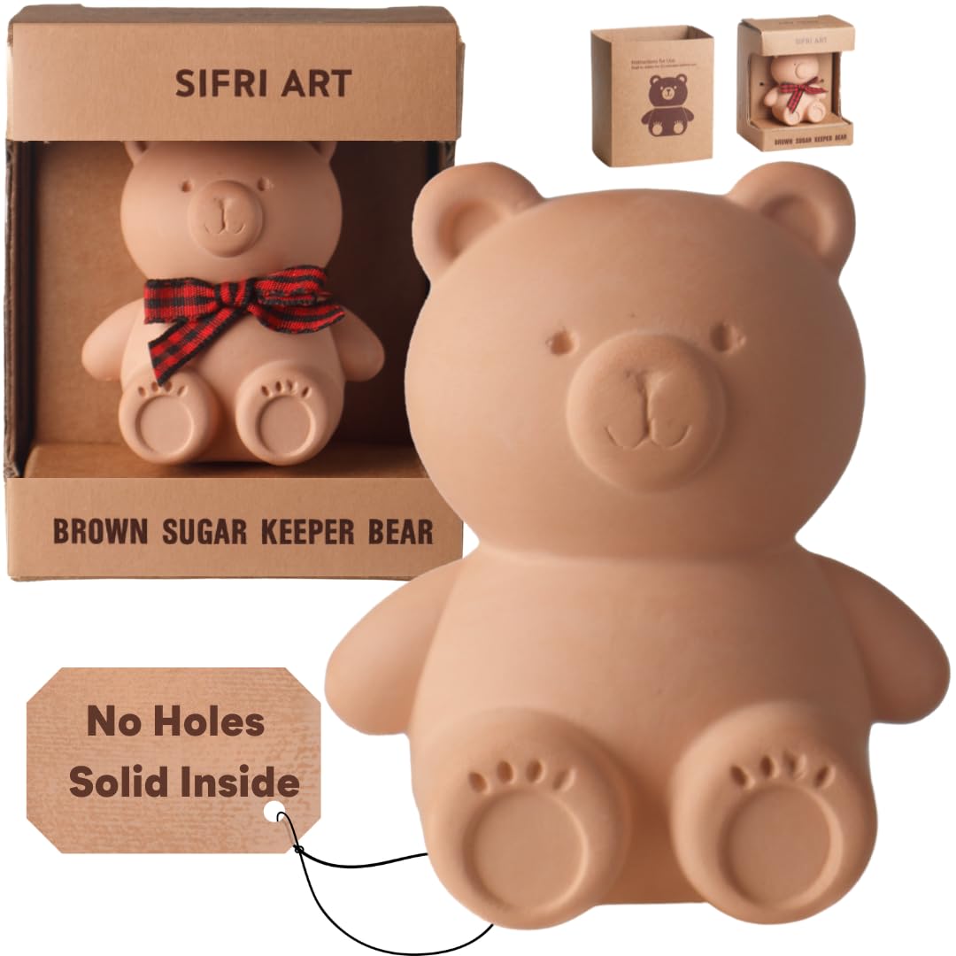 Sifri Art Brown Sugar Keeper 3D bear close-up showing moisture retention for soft sugar.