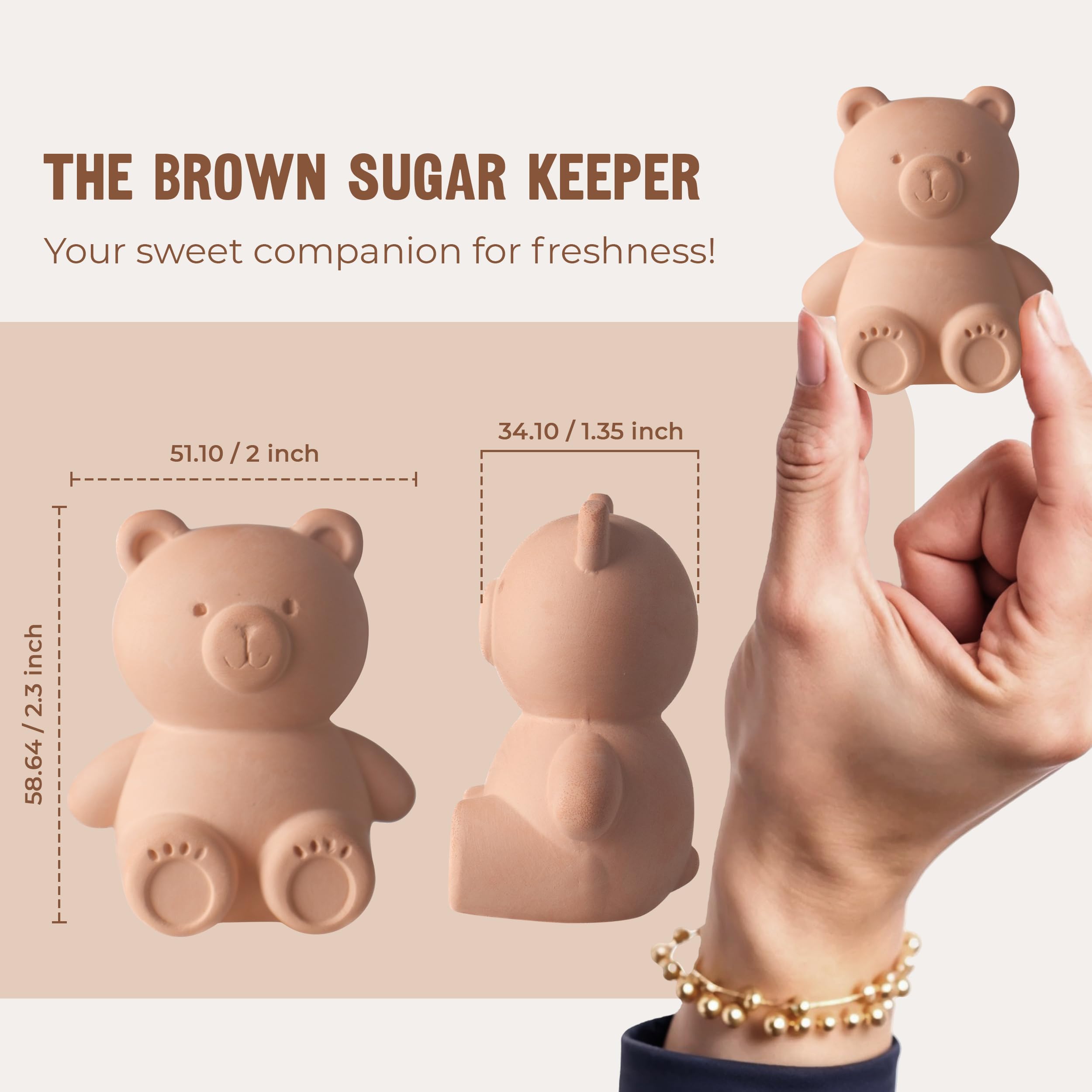 Sifri Art bear soaking action demonstrating terracotta moisture rehydration for brown sugar.