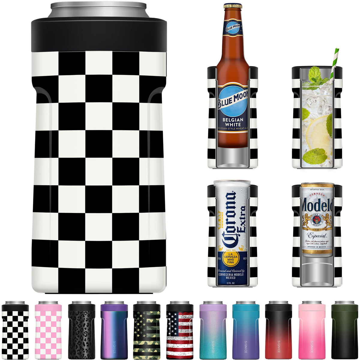Signice 3in1 insulated can cooler fits 12oz slim cans for versatile use