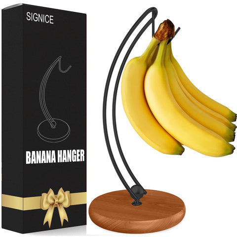Signice banana holder stand with wood base keeps bananas fresh
