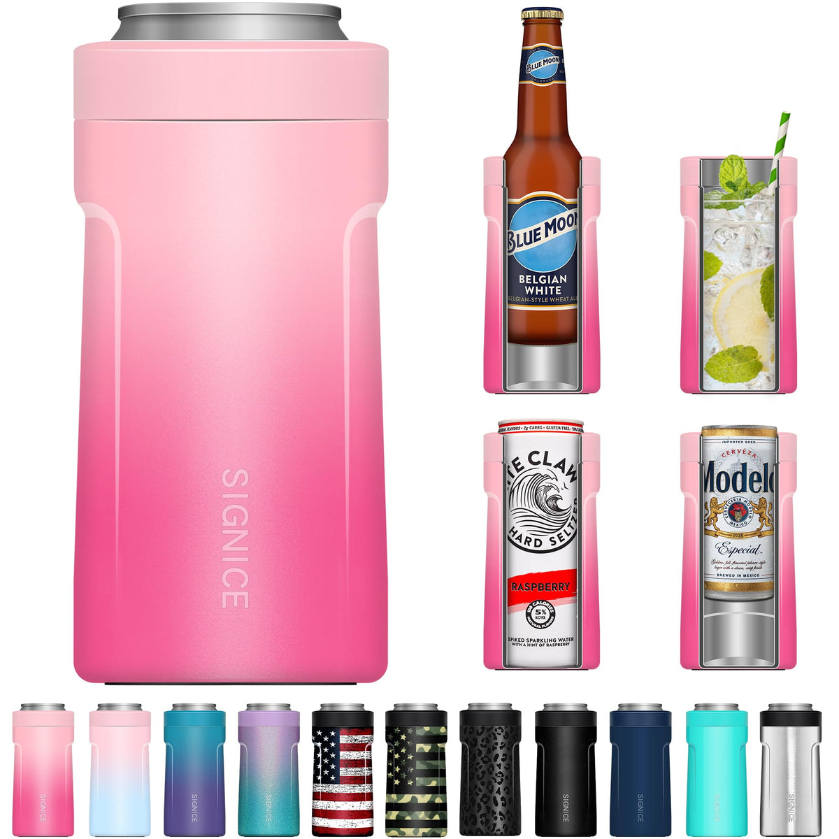 Signice universal can cooler fits 12oz slim cans and keeps contents cold.