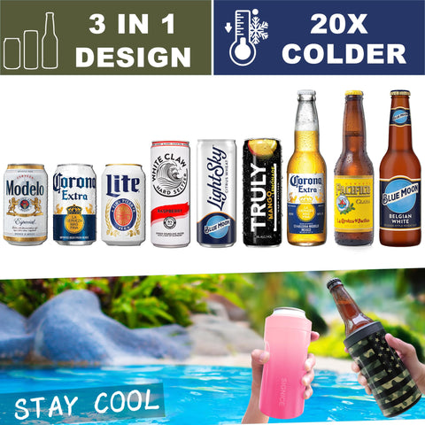 Signice universal can cooler for standard cans enhances outdoor sipping versatility.