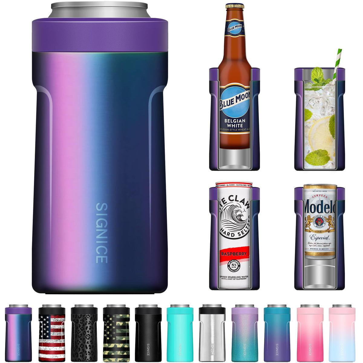 Signice Universal Can Cooler 3in1 fits slim cans for portable cooling at events