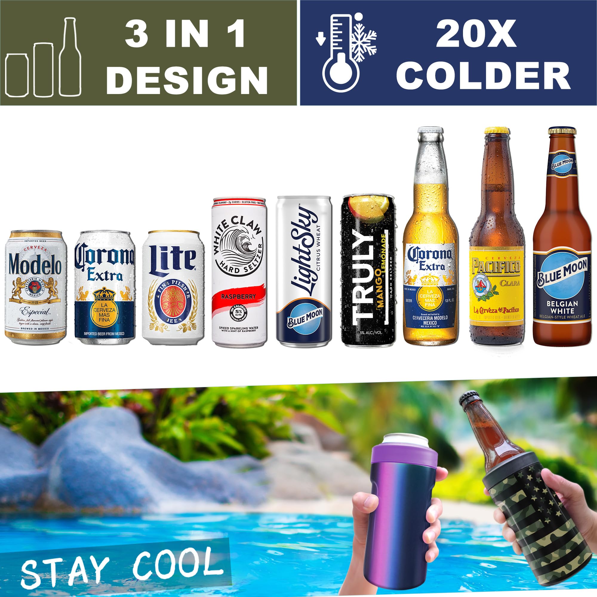 Signice Universal Can Cooler 3in1 fits standard cans for all-day refreshment
