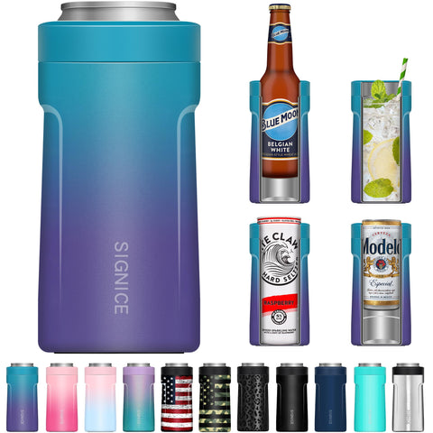 Signice Universal Can Cooler 3-in-1 holding a slim 12 oz can securely to stay cold.