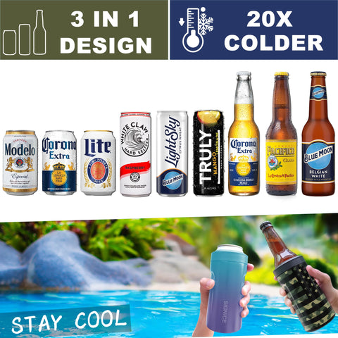 Signice 3-in-1 can cooler fits standard cans for longer chill.