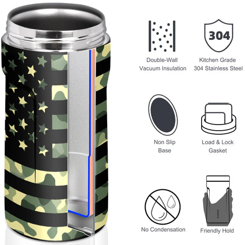 Sweat-proof stainless steel exterior resists condensation.
