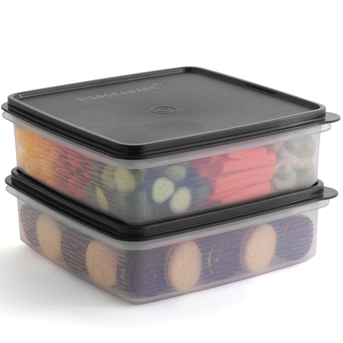 SIGNORA WARE 2-pack 3L cookie containers with red airtight lids keep cookies fresh