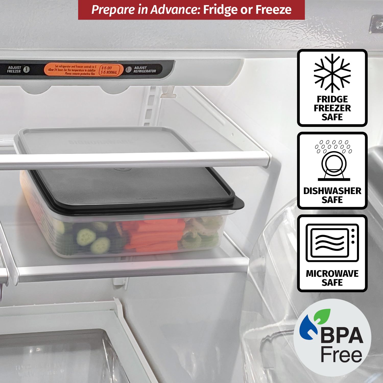 SIGNORA WARE leakproof 3L storage container with red lid for leak-free transport