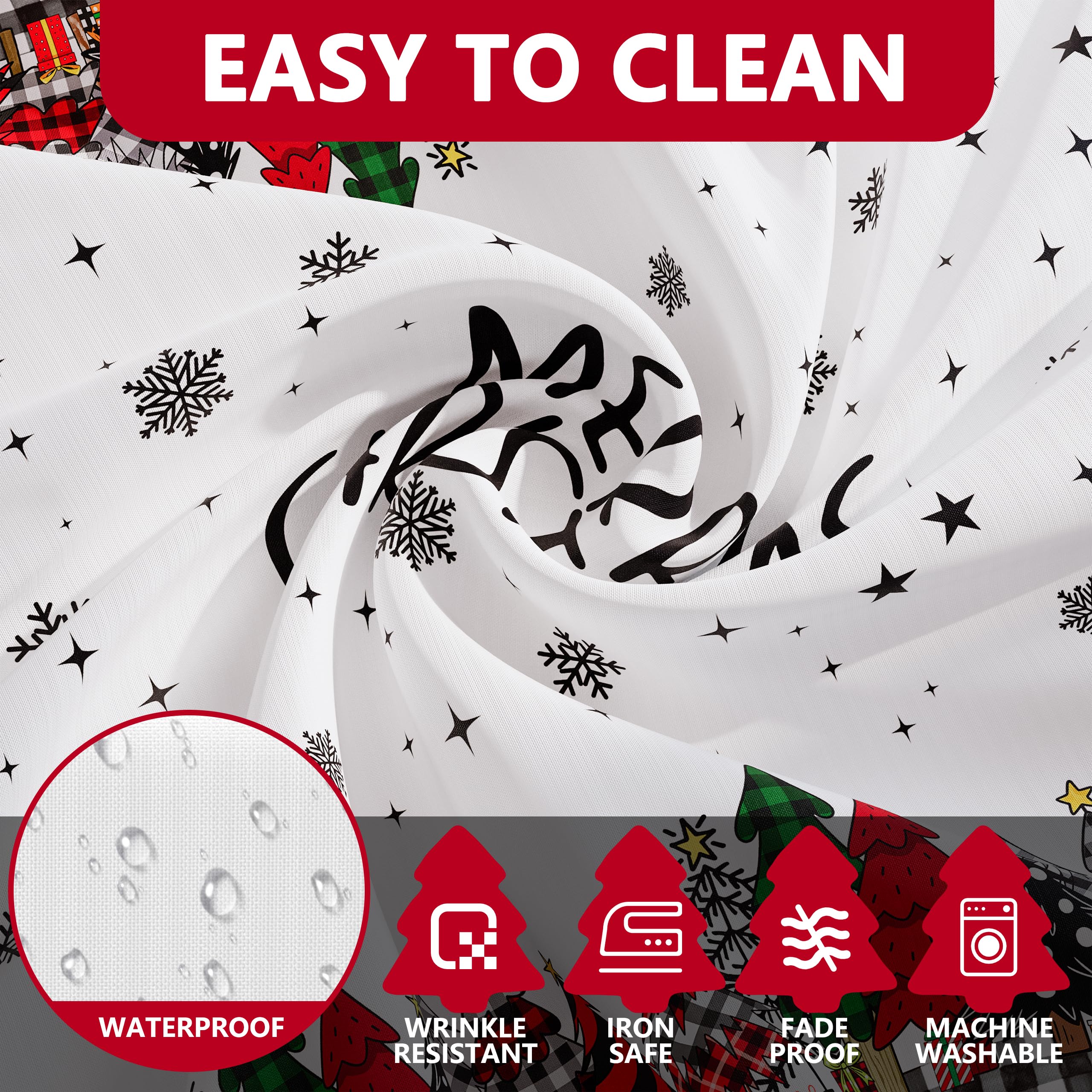 Close-up print of Siilues Christmas Tablecloth highlighting durable holiday motif