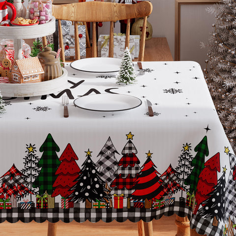Siilues Christmas Tablecloth’s water-resistant fabric makes cleanup easy after festive gatherings