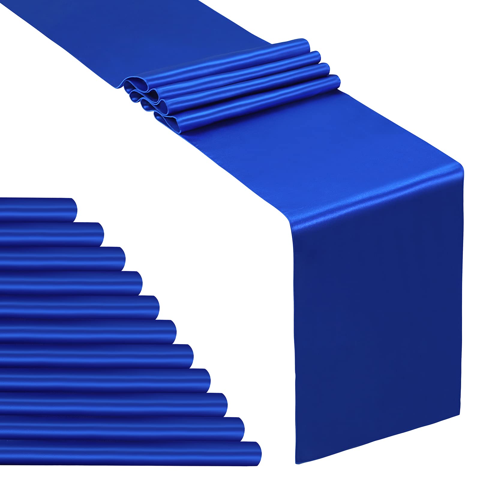 SiinvdaBZX royal blue satin table runner with silky sheen for elegant weddings