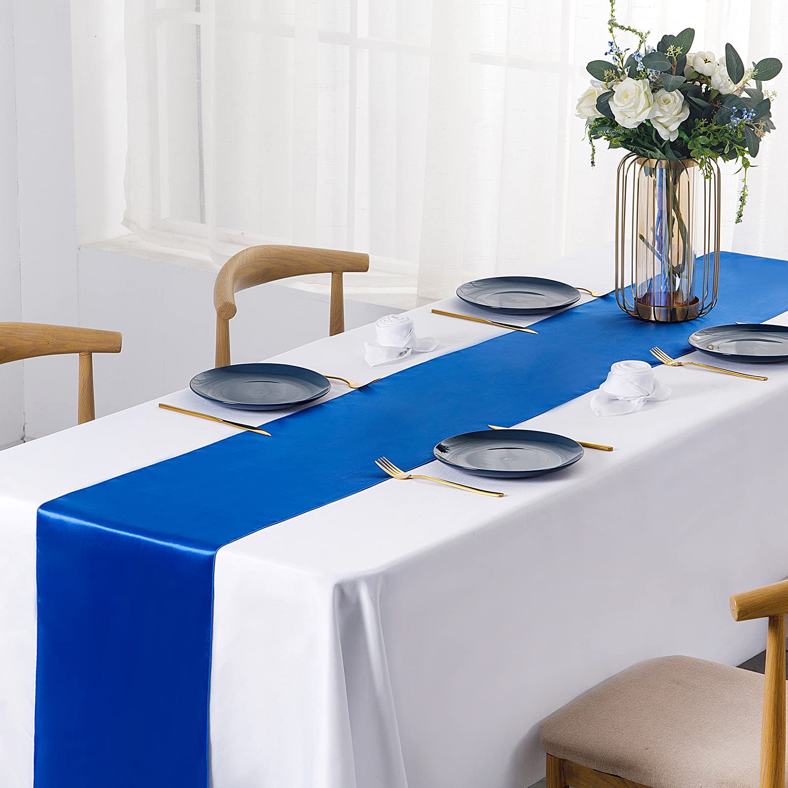 SiinvdaBZX satin table runner enhancing banquet ambiance with color-rich decor
