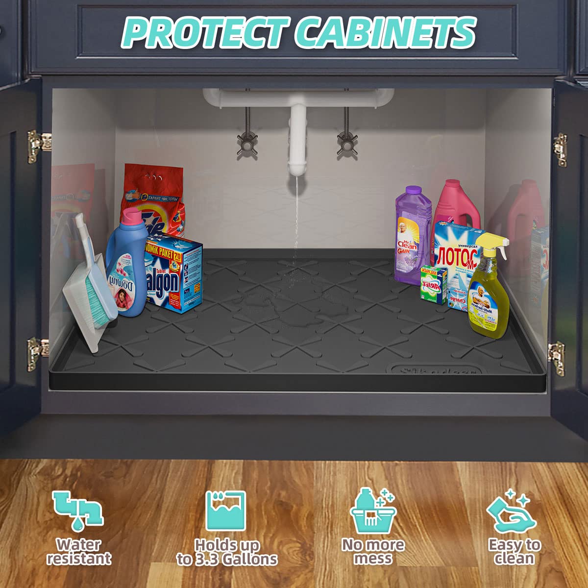 SIKADEER anti-slip texture prevents bottles from sliding in cabinets.
