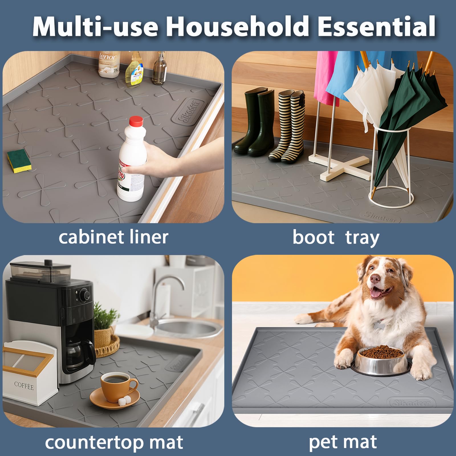 SIKADEER multi-use mat doubles as refrigerator, countertop, or shoe tray.