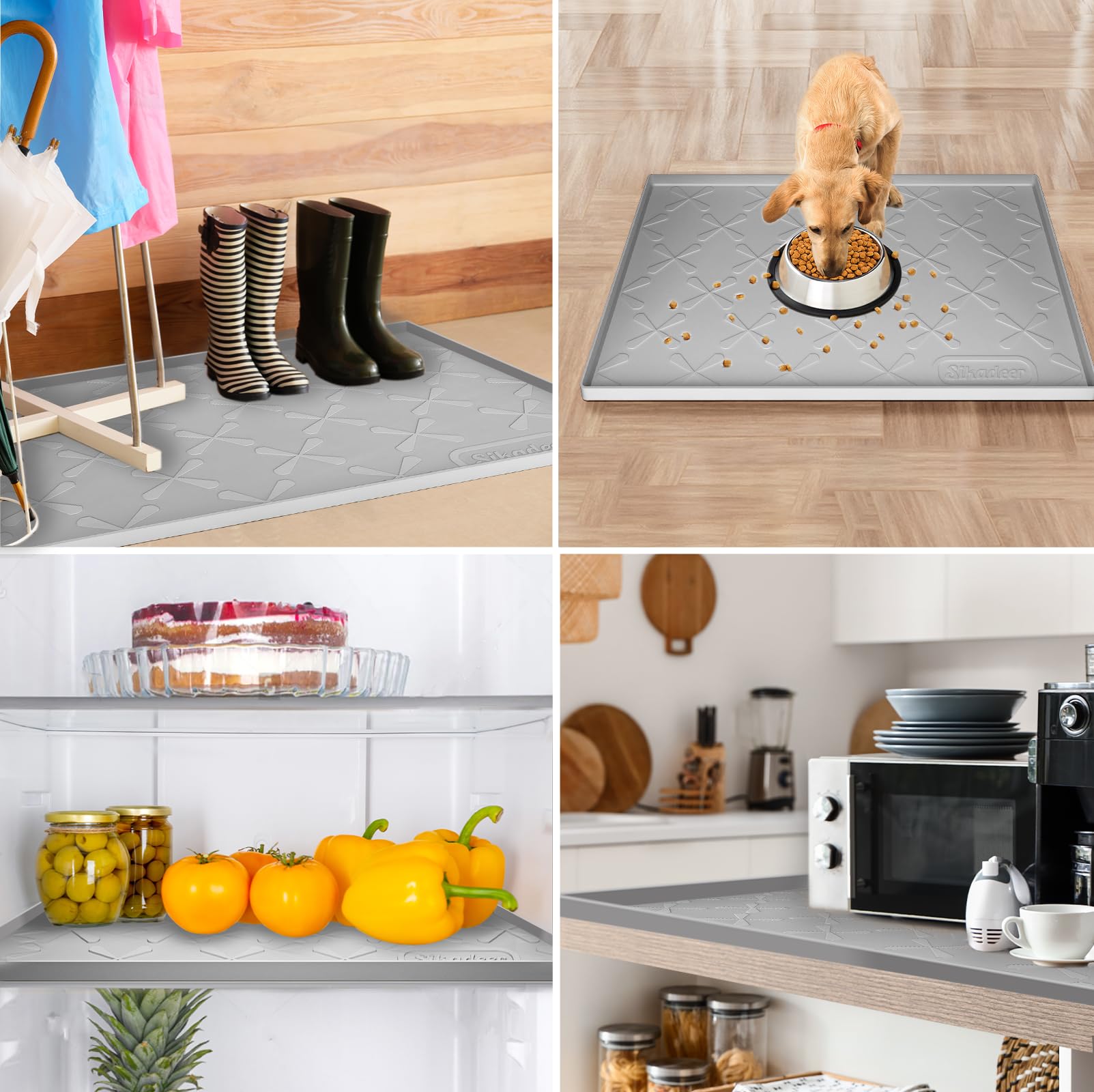 SIKADEER multi-use mat serves as placemat, fridge mat, or pet feeding mat