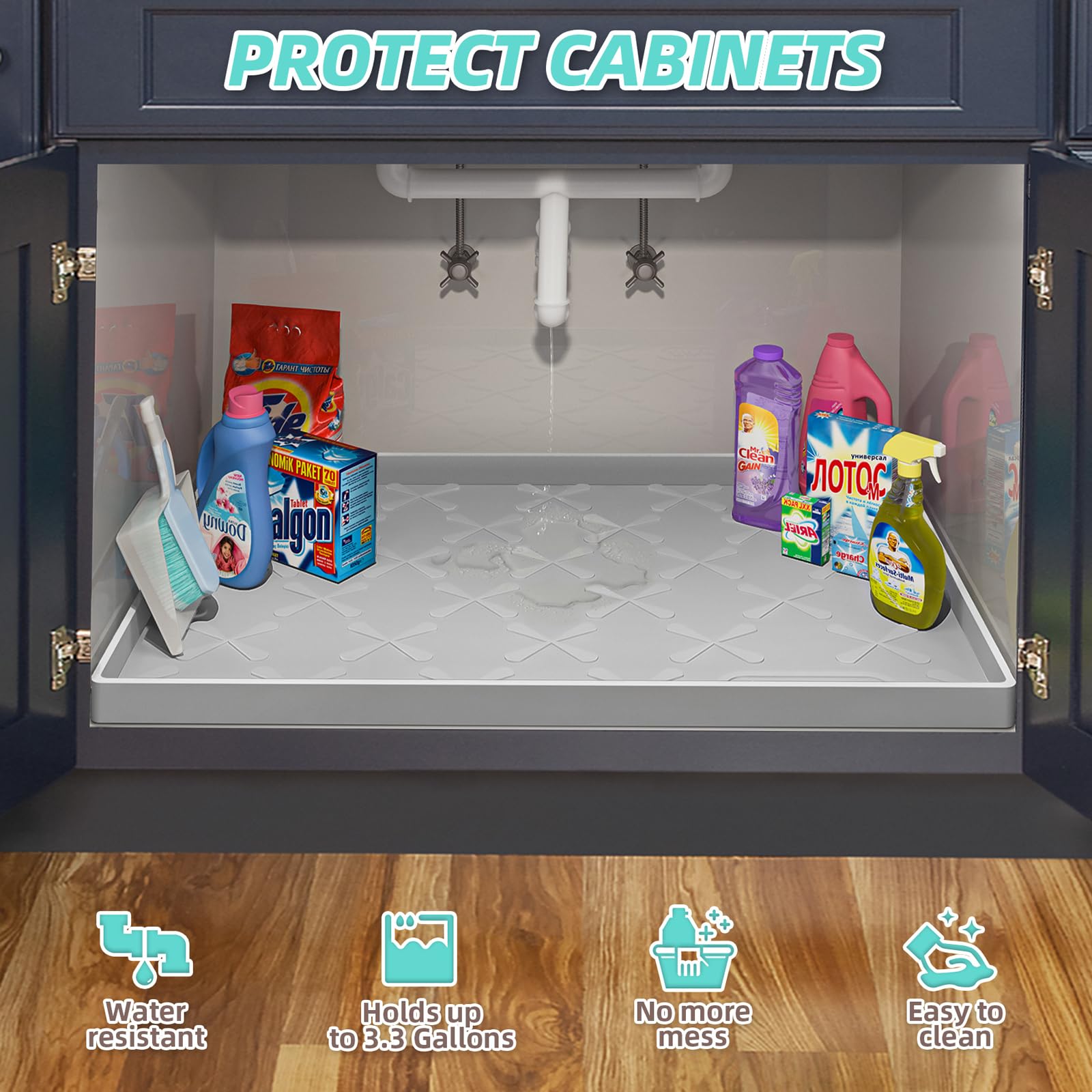 SIKADEER silicone mat edge-drain design channels water quickly for cleanup