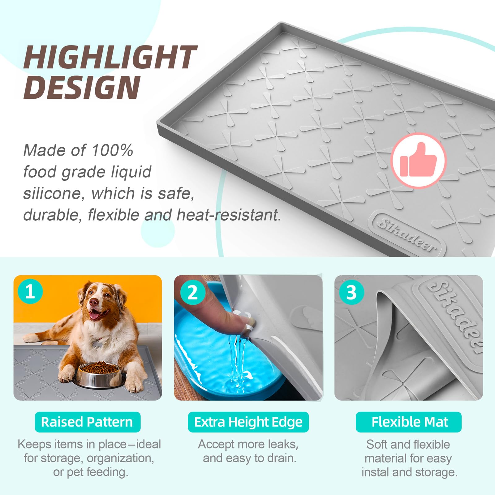 SIKADEER silicone mat offers food-grade safety and simple wipe-clean maintenance