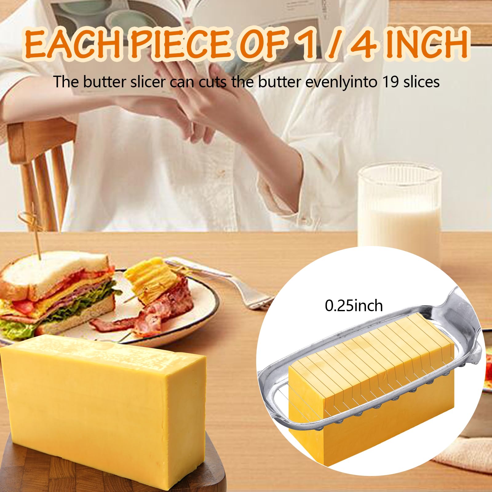 Silbingan butter and cheese cutter delivers even cuts for versatile use.